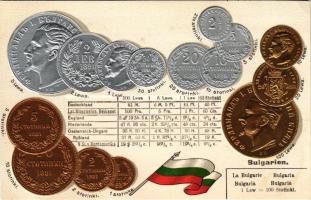 Bulgarien / Bulgaria, Set of coins, currency exchange chart, A.H.H. Emb. litho (lyukak / pinholes)