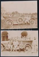 cca 1914-1918 Katonák automobilon, 2 db fotó, 8x11 cm körül