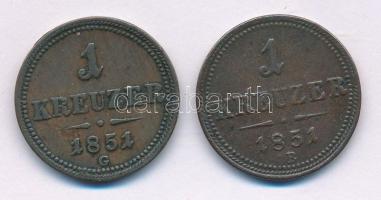 1851B 1kr Cu + 1851G 1kr Cu T:VF Adamo M4