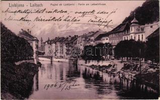 1906 Ljubljana, Laibach; Pogled ob Ljubljanici / Partie am Laibachflusse / riverside (EK)