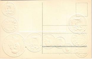 Ecuador. Münzenkarte und Handelsflagge / Ecuador - set of coins, currency exchange chart and flag. E...