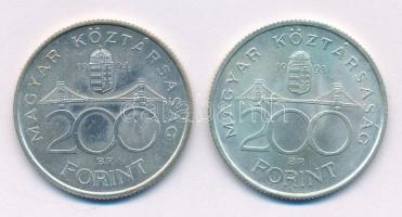 1993. 200Ft Ag "MNB" + 1994. 200Ft Ag "Deák" T:AU,XF Adamo F13, F13.1
