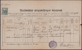 1919-1939 2 db rabbi (Halpert Salamon, Herzog Manó) által aláírt születési anyakönyvi kivonat, rossz állapotban