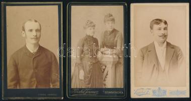 cca 1880-1890 3 db vizitkártya Knebel Ferenc szombathelyi műterméből, 11x6,5 cm körül
