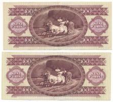 1992. 100Ft "B 153 160371" + 1993. 100Ft "B 343 036443" T:F szép papír