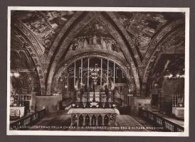cca 1930-1940 Assisi (Olaszország), az Assisi Szent Ferenc-bazilika kívülről és belülről, 3 db fotó ...