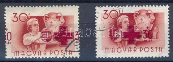 1957 Vöröskereszt IV. 30(+30)f jelentősen eltolódott felülnyomattal + támpéldány