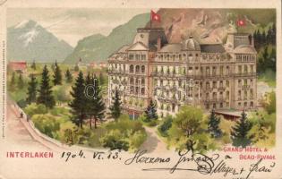 Interlaken Grand Hotel and Beau Rivage litho (EB)