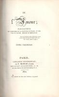 Stendhal [Beyle, Henri]: 
De l'Amour. Tome premier. (Számozott.)
Lyon, 1922. H. Lardanchet (I...