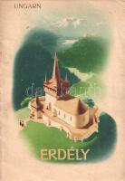 Nord-Siebenbürgen und das Szeklerland. Übertragen von Géza Supla und Aladár Simonffy. Budapest, [1941]. Ungarischen Landesamtes Für Fremdenverkehr (Pallas ny.) [18] p. + 15 t. (kétoldalas). Egyetlen német nyelvű kiadás. Egész oldalas felvételekkel gazdagon illusztrált, német nyelvű turisztikai kiadványunk a Magyarországhoz visszatért Észak-Erdély kulturális és turisztikai kincseit ajánlja az utazók figyelmébe. A hátsó borítón a Székelyföld és a kapcsolódó észak-erdélyi részek közlekedési és hegyrajzi térképe, a síterepek kiemelésével. Fűzve, színes, illusztrált kiadói borítóban. Jó példány.