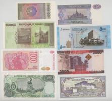 8db-os bankjegytétel, közte: Mianmar, Argentína, Szíria, Zimbabwe, Bhután, Tanzánia T:AU-F szép papí...