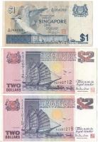 Szingapúr DN(1976) 1$ + DN(1991-1998) 2$ (2x) T:F Singapore ND(1976) 1 Dollar + ND(1991-1998) 2 Dollars (2x) C:F