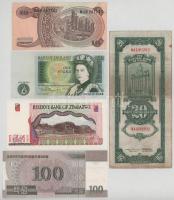 Vegyes, 5db-os bankjegytétel, benne: Zimbabwe, Indonézia, Kína, Nagy-Britannia, Észak-Korea T:vegyes...