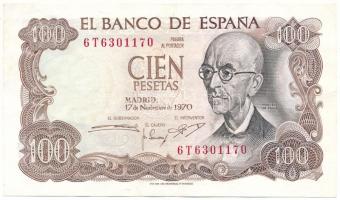 Spanyolország 1970. 100P "6T6301170" T:F szép papír Spain 1970. 100 Pesetas "6T6301170" C:F fine paper Krause P#152a.3