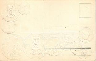 Niederländisch-Indien. Münzenkarte und Nationalflagge / Dutch East Indies - set of coins, currency e...