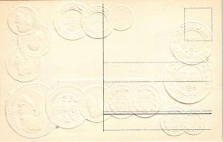 Russland / Oroszország - érmék és zászló. Dombornyomott / Russian coins and flag. Emb. litho (lyukak...