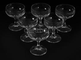 Kristály talpas pohár szett, 6 darab, hibátlan, m: 10 cm