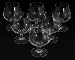 Kristály talpas konyakos pohár szett, 6 darab, hibátlan, m: 11,5 cm