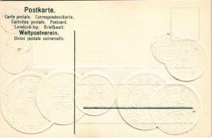 Türkei. Münzenkarte mit Nationalflagge / Turkish set of coins, currency exchange chart and flag. H.S...
