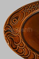 Mázas halas díszítésű halszervírozó tál, jelzés nélkül, hibátlan, 37x21 cm