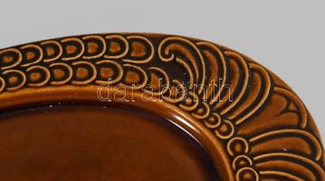 Mázas halas díszítésű halszervírozó tál, jelzés nélkül, hibátlan, 37x21 cm