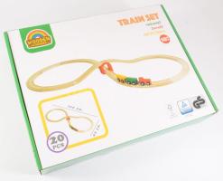 Wooden Train Set fa vonatpálya játék bontatlan dobozában, 29x39 cm