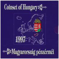 1997. 50f-200Ft (10xklf) "Magyarország pénzérméi" forgalmi sor dísztokban, közte 1997. 200Ft Ag "Deák" T:BU patina Adamo FO30