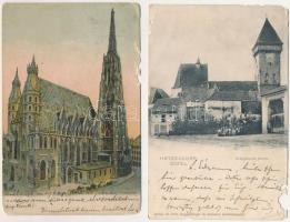 30 db RÉGI sérült vagy hiányos képeslap, magyar és külföldi városok; közte pár modern / 30 pre-1945 ...