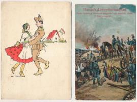 12 db RÉGI motívum képeslap: főleg katonai lapok, közte 1 modern reprint / 12 pre-1945 motive postcards: mainly Hungarian and K.u.K. military, including 1 modern reprint