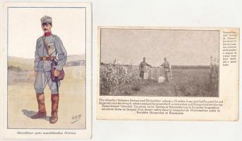 12 db RÉGI motívum képeslap: főleg katonai lapok, közte 1 modern reprint / 12 pre-1945 motive postca...