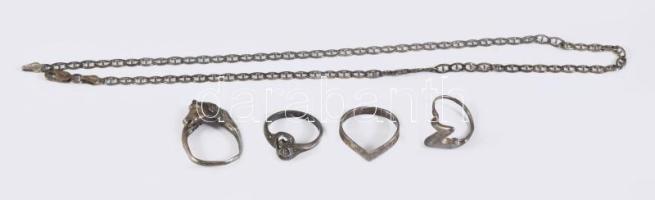 Ezüst (Ag) gyűrűk és nyaklánc, nettó 16g