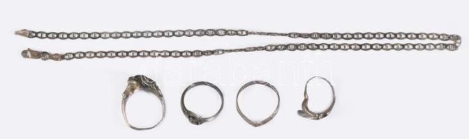 Ezüst (Ag) gyűrűk és nyaklánc, nettó 16g