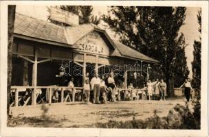 1950 Surány (Pócsmegyer), Fodor csárdája. photo + "Pócsmegyer postai ügyn." (vágott / cut)