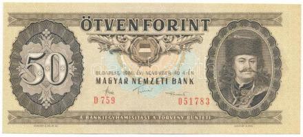 1986. 50Ft "D 759 051783" előoldalon balra eltolódott minta T:XF Adamo F24