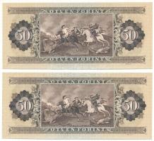 1980. 50Ft (2x) egyugrásos sorszámkövetők "D 054 074458 - D 054 074460" T:UNC nyomdai papí...