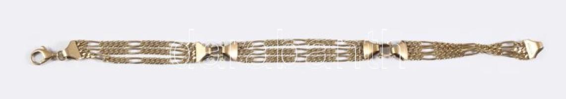 Arany (Au) karkötő háromsoros figaro 5+1 szemekkel, jelzett, 14 karátos, h: 21 cm, nettó 11,9g