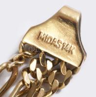 Arany (Au) karkötő háromsoros figaro 5+1 szemekkel, jelzett, 14 karátos, h: 21 cm, nettó 11,9g