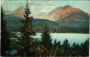 1910 Tátra, Magas-Tátra, Vysoké Tatry; Csorba-tó. Feitzinger Ede No. 1020. 1908/18. / Strbské pleso / lake (ázott / wet damage)