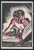 Radványi-Román Károly (1900-1957): Ex libris Szabó József, 1932 körül. Fametszet, papír, jelzés nélk...