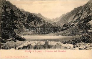 Tátra, Magas-Tátra, Vysoké Tatry; Poprádi-tó és jégvölgy / Poppersee und Eisseethal / lake (ázott sarkak / wet corners)