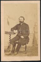 1864 Férfiportré, keményhátú fotó Letzer kassai műterméből, 10,5×6,5 cm