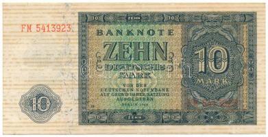 Német Demokratikus Köztársaság 1948. 10M, 7 jegyű sorszám "FM 5413923" T:F GDR 1948. 10 Mark, 7 digit serial "FM 5413923" C:VG Krause 12.