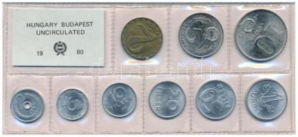 1980. 2f-10Ft (9xklf) érmés forgalmi sor fóliatokban T:UNC patina Adamo FO13