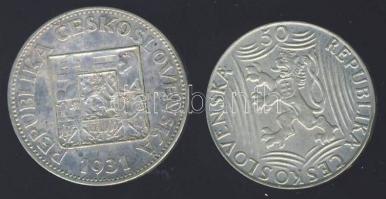 Csehszlovákia 1931 10K Ag T:2 + 1949 50K Sztálin Ag T:3