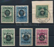Lengyelország 1918 Mi 17 + 19, 17-19 fordított felülnyomással, 27; mind garancia nélkül / no guarantee