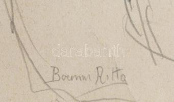 Boemm Ritta jelzéssel: Lányportré. Ceruza, papír. Paszpartuban. 37,5x20,5 cm
