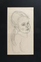 Boemm Ritta jelzéssel: Lányportré. Ceruza, papír. Paszpartuban. 37,5x20,5 cm