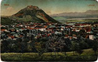 Déva, látkép, vár. Hirsch Adolf kiadása / general view, castle (kopott sarkak / worn corners)