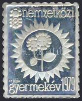 1979. "Nemz.Gyermekév" bélyeg formájú Ag plakett 3,45g T:exPP