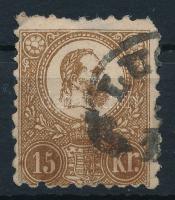 1871 Kőnyomat 15kr (50.000) (foghibák, elvékonyodás / thin paper, perf. faults)